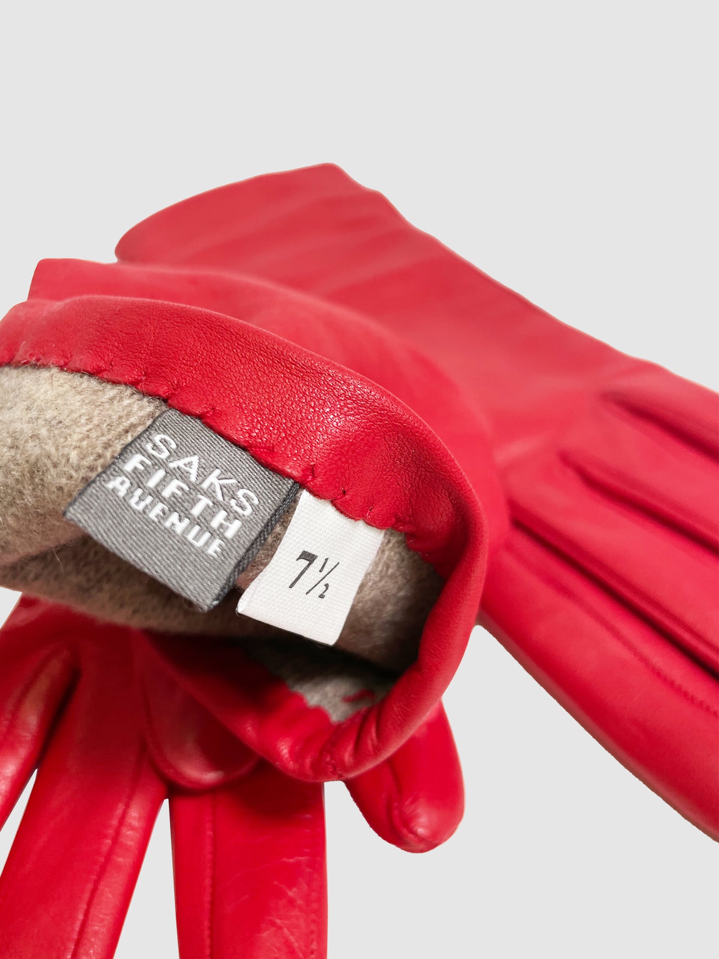 Saks Fifth Avenue Red Leather Gloves - Size 7.5