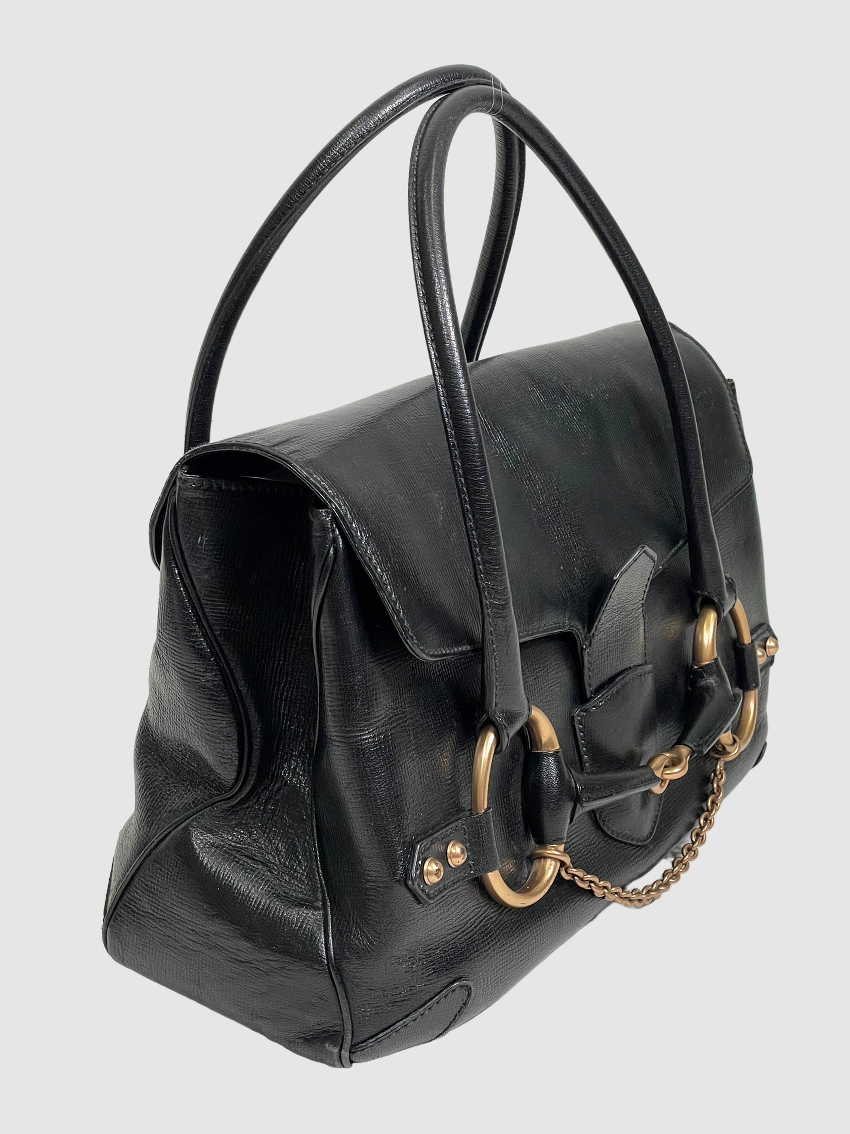 Leather Horsebit Chain Tote