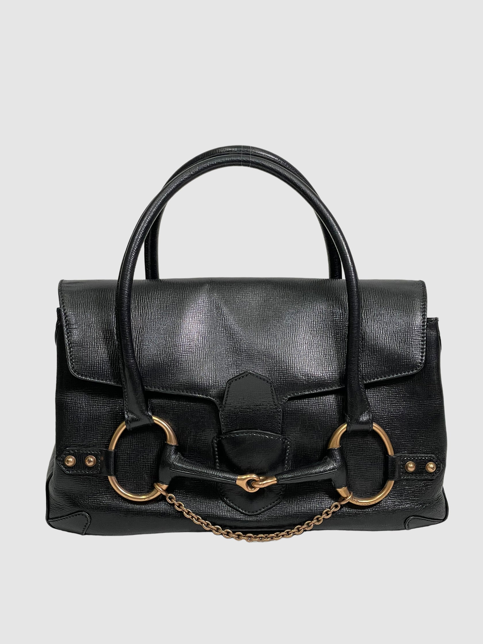 Leather Horsebit Chain Tote