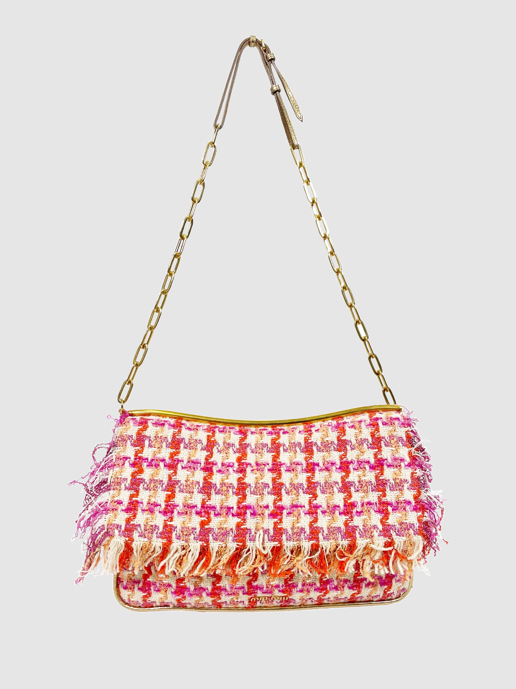 Houndstooth Tweed Shoulder Bag