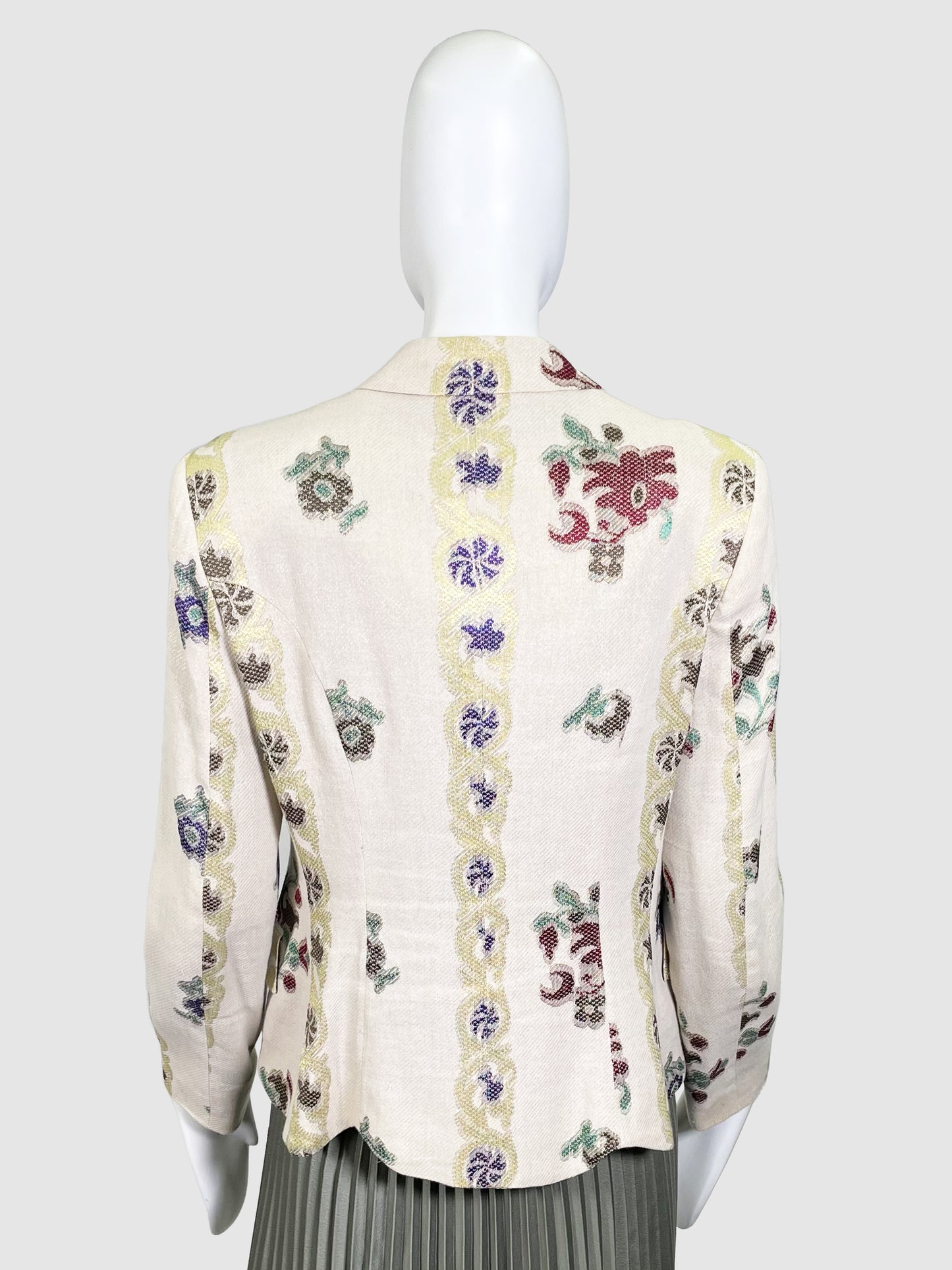 Etro Cream Floral Print Blazer Jacket - Size 46