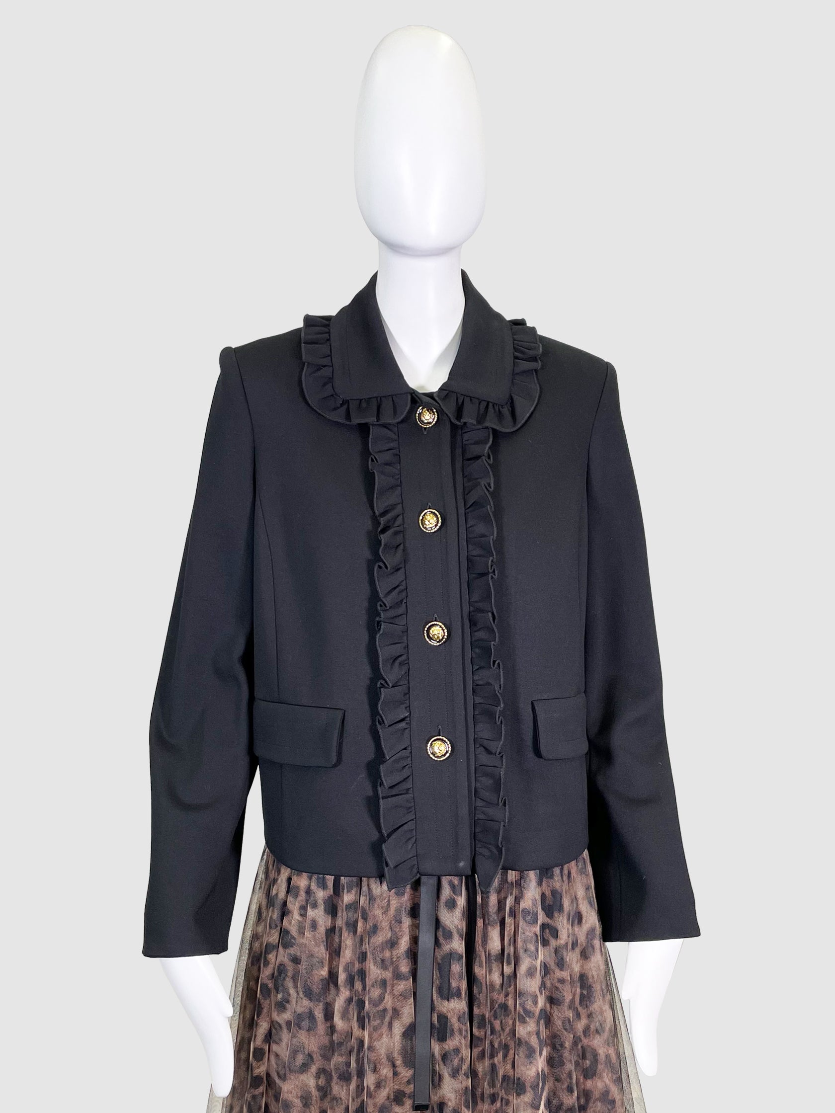 Pink Tartan Jacket with Ruffles - Size 8