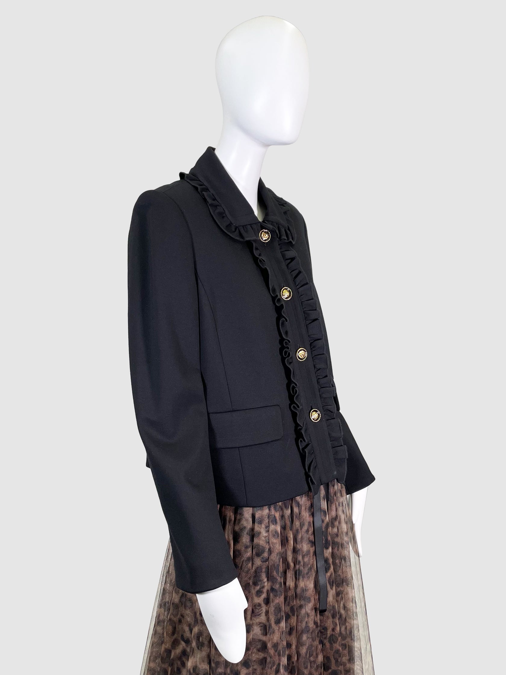 Pink Tartan Jacket with Ruffles - Size 8