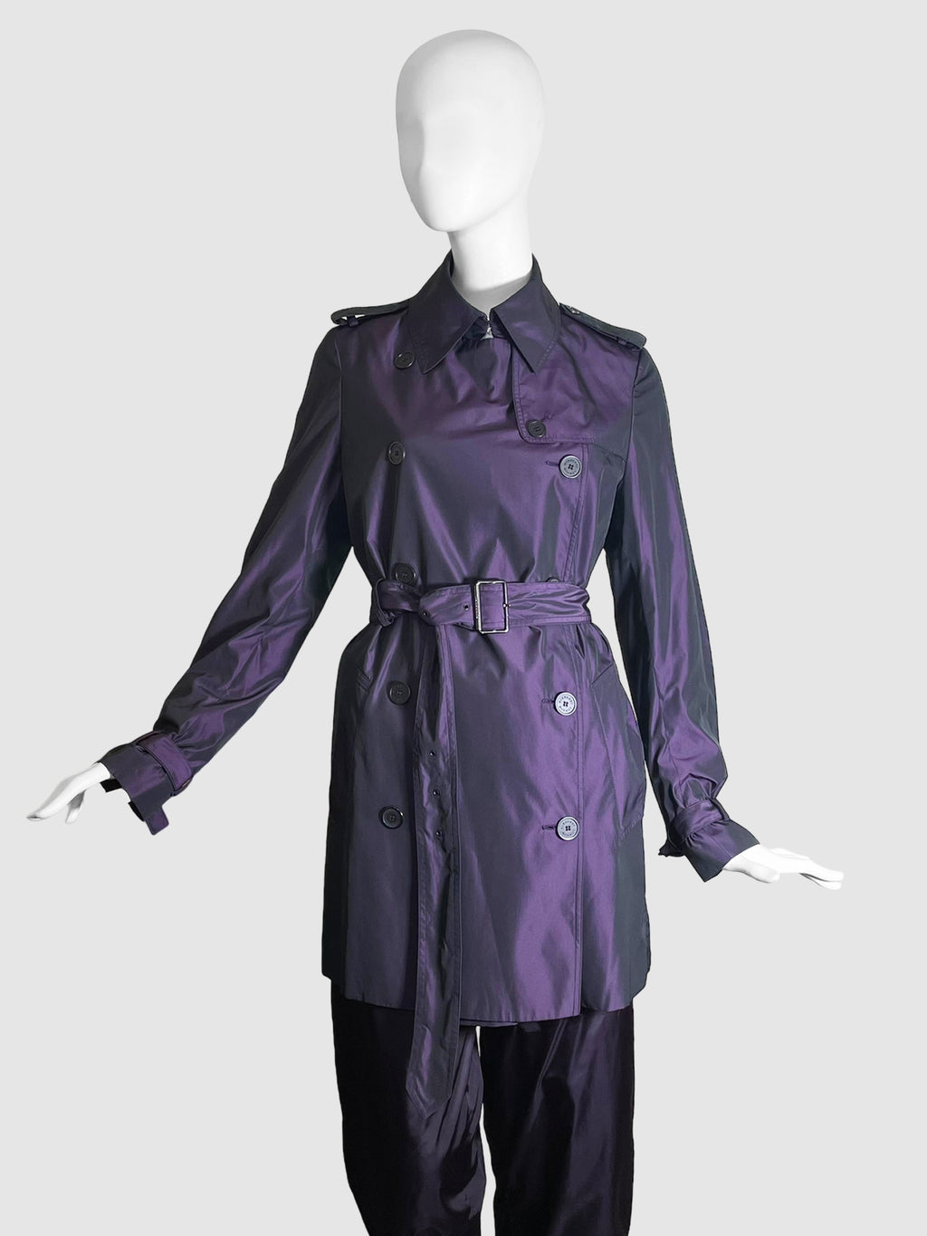 Iridescent Short Trench Coat - Size 8