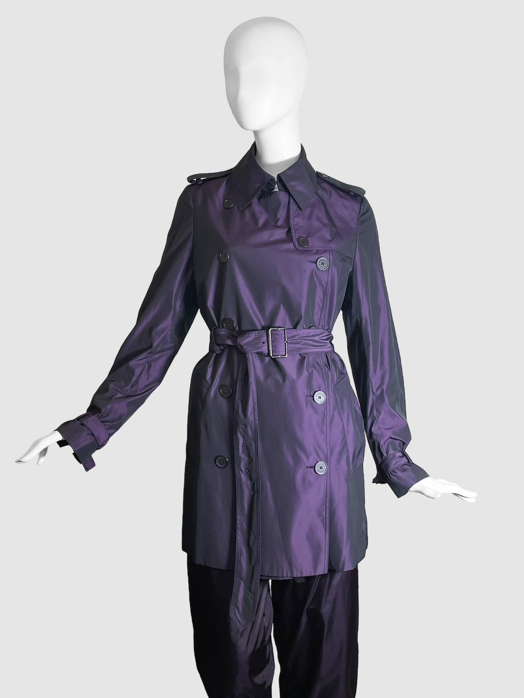 Iridescent Short Trench Coat - Size 8