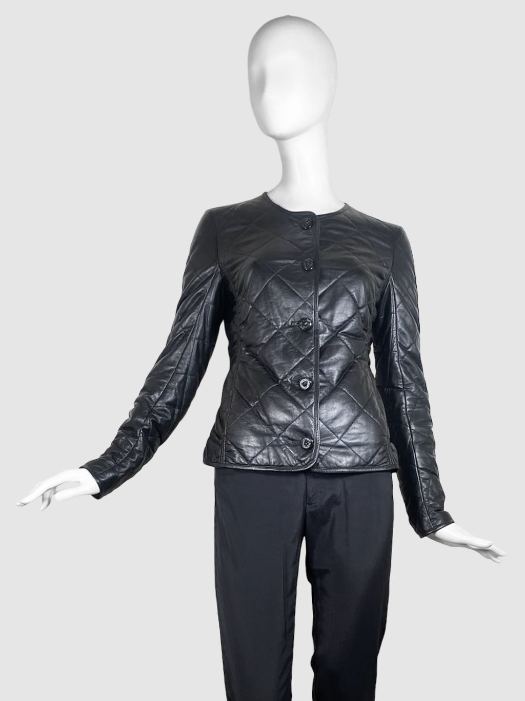 Leather Quilted Jacket - Size 34