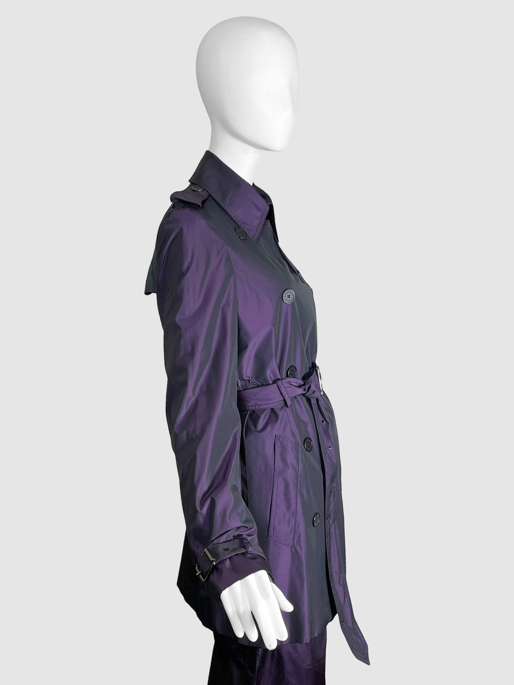 Iridescent Short Trench Coat - Size 8