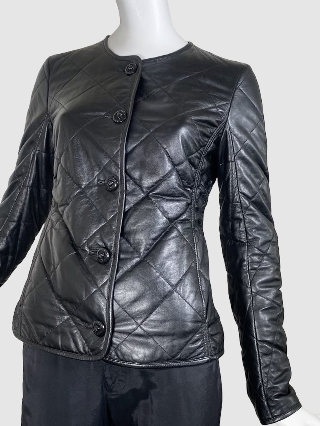 Leather Quilted Jacket - Size 34