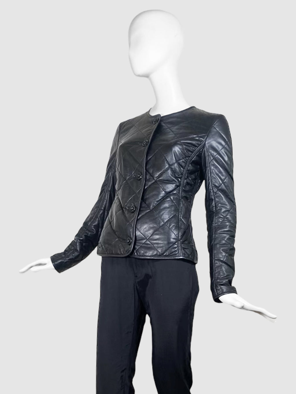 Leather Quilted Jacket - Size 34