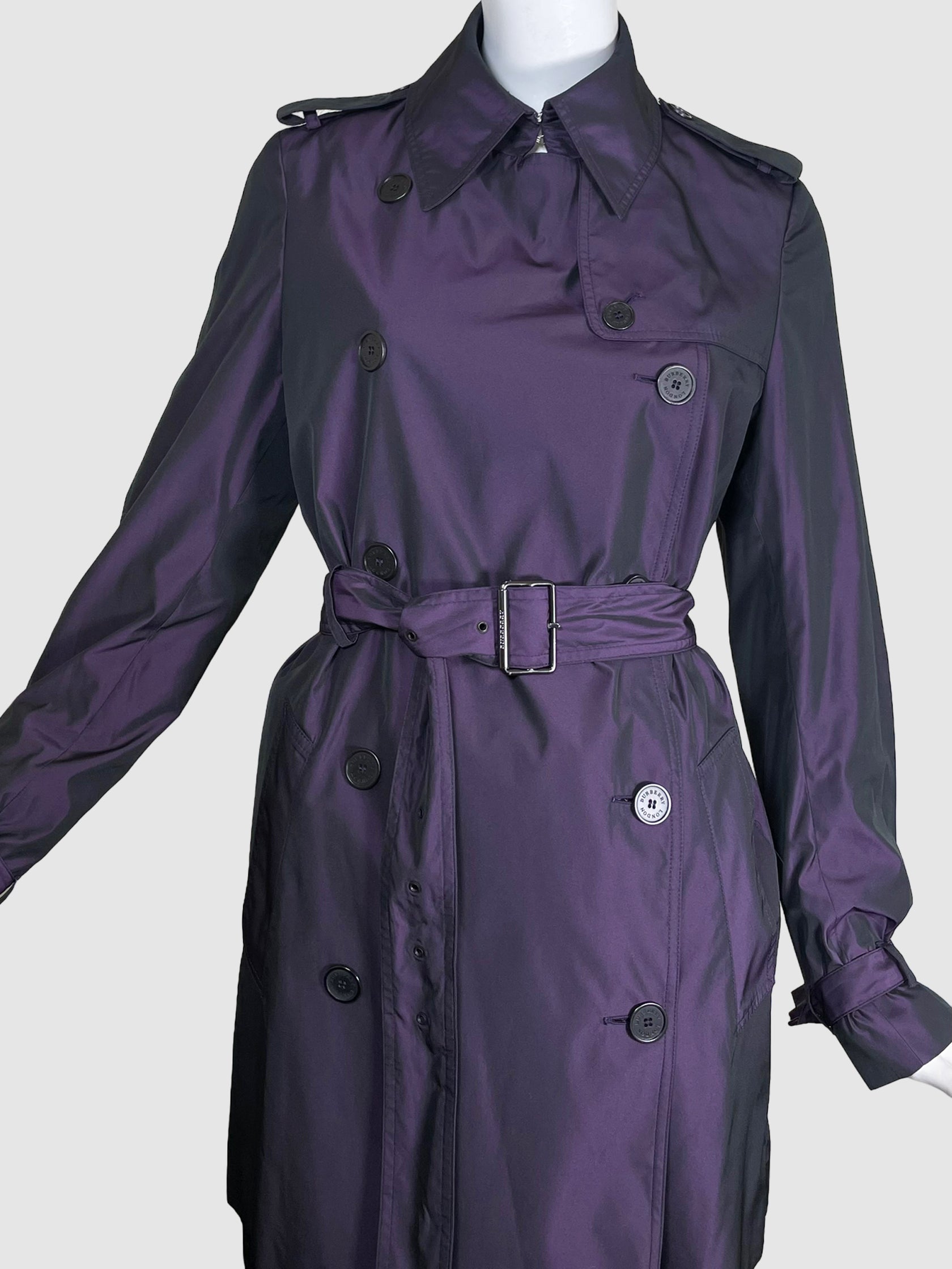 Iridescent Short Trench Coat - Size 8