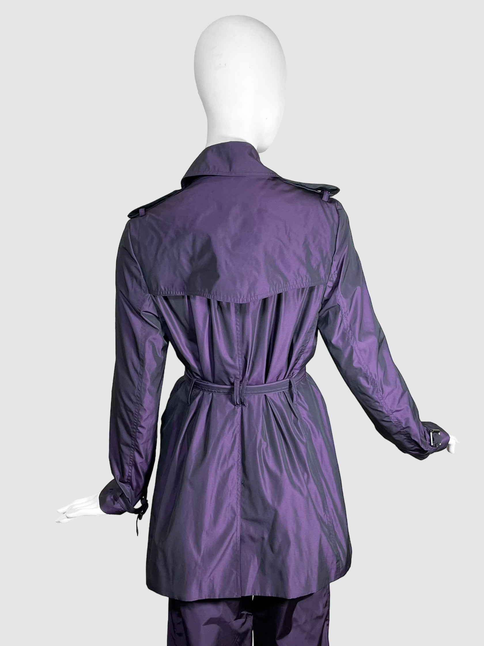 Iridescent Short Trench Coat - Size 8