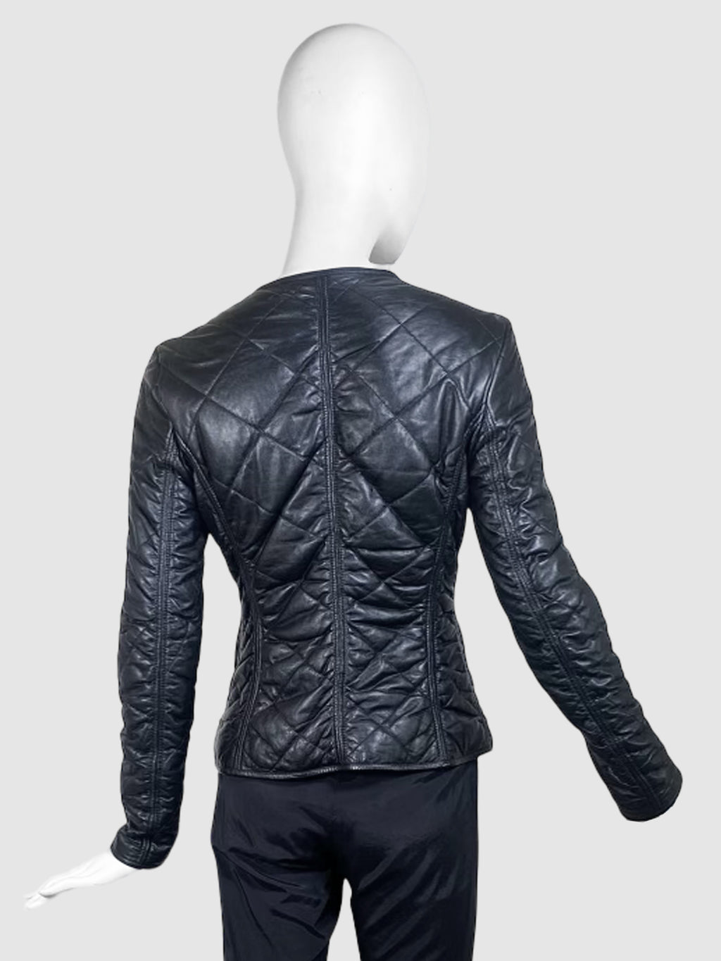 Leather Quilted Jacket - Size 34