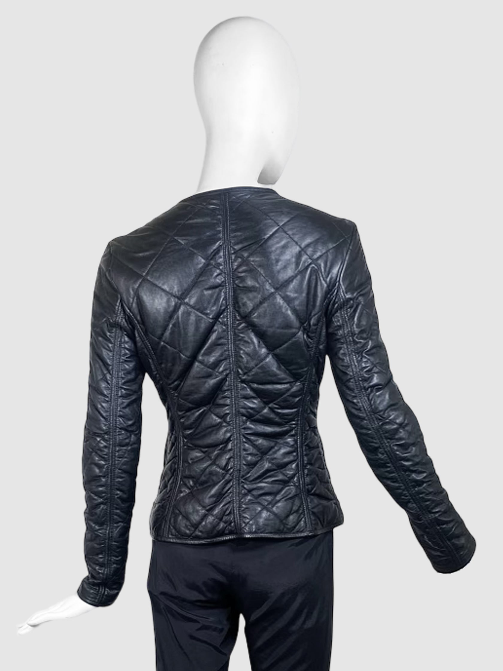 Leather Quilted Jacket - Size 34