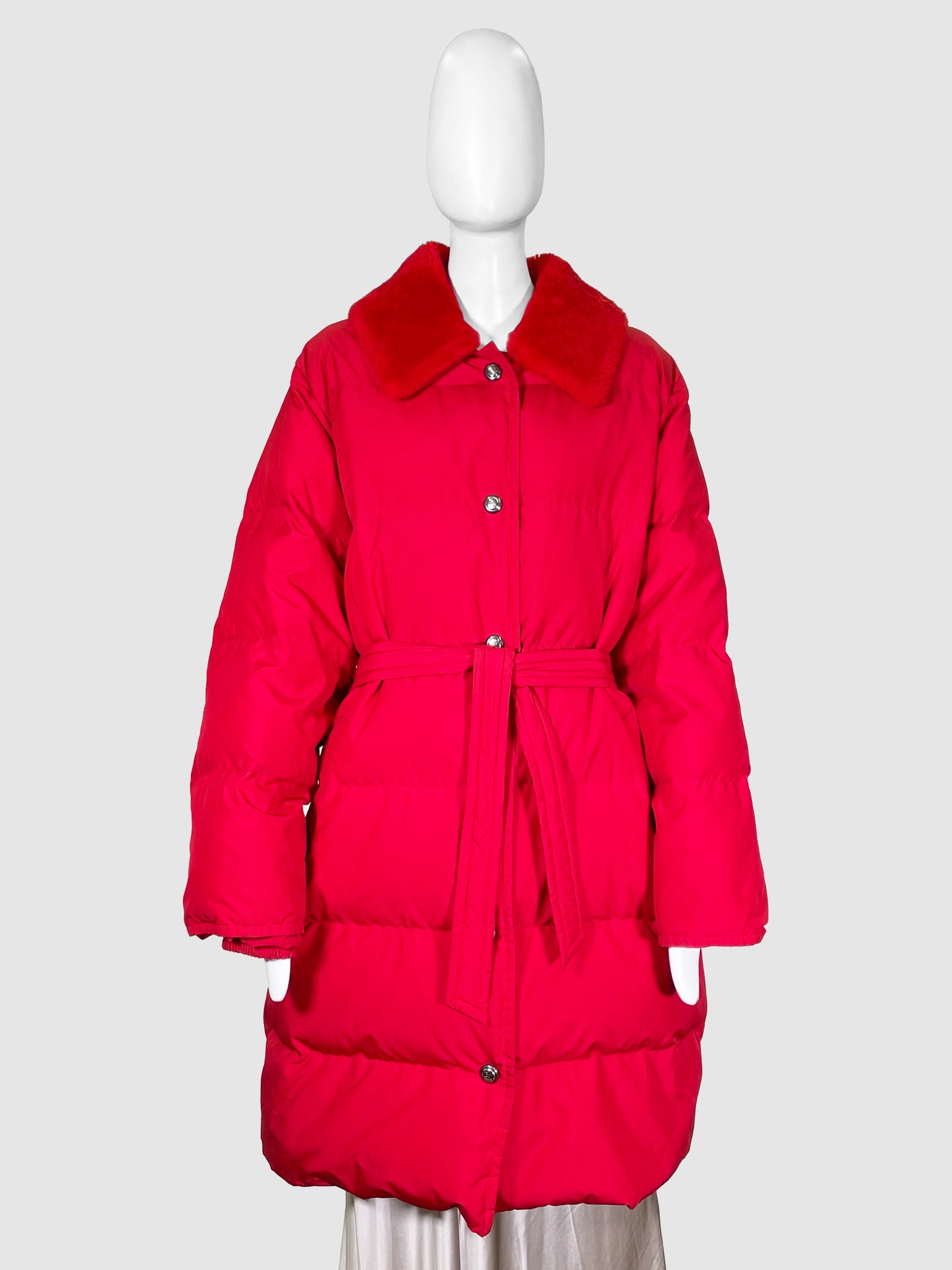 Red Puffer Coat - Size 42