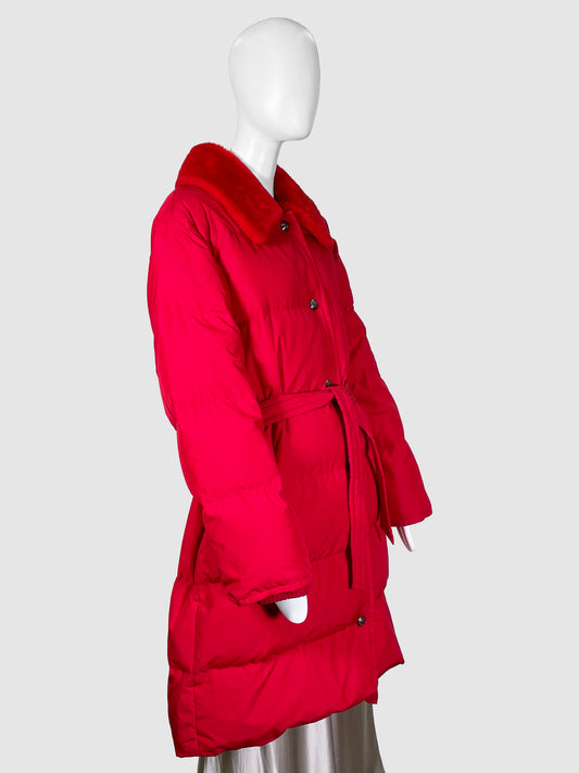 Red Puffer Coat - Size 42
