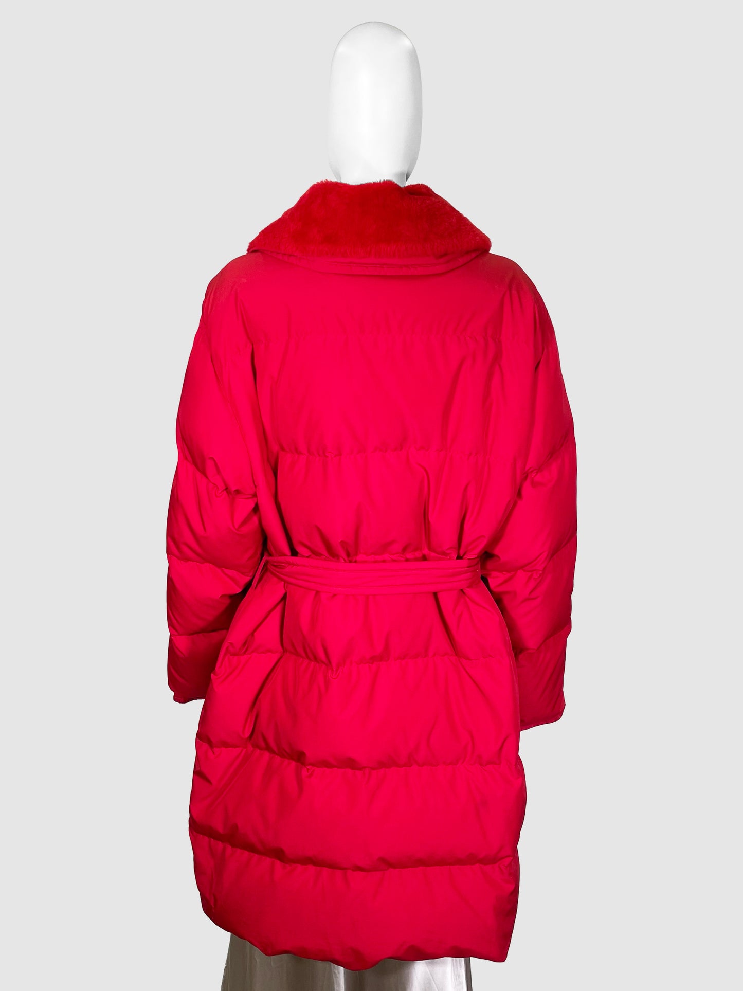 Red Puffer Coat - Size 42