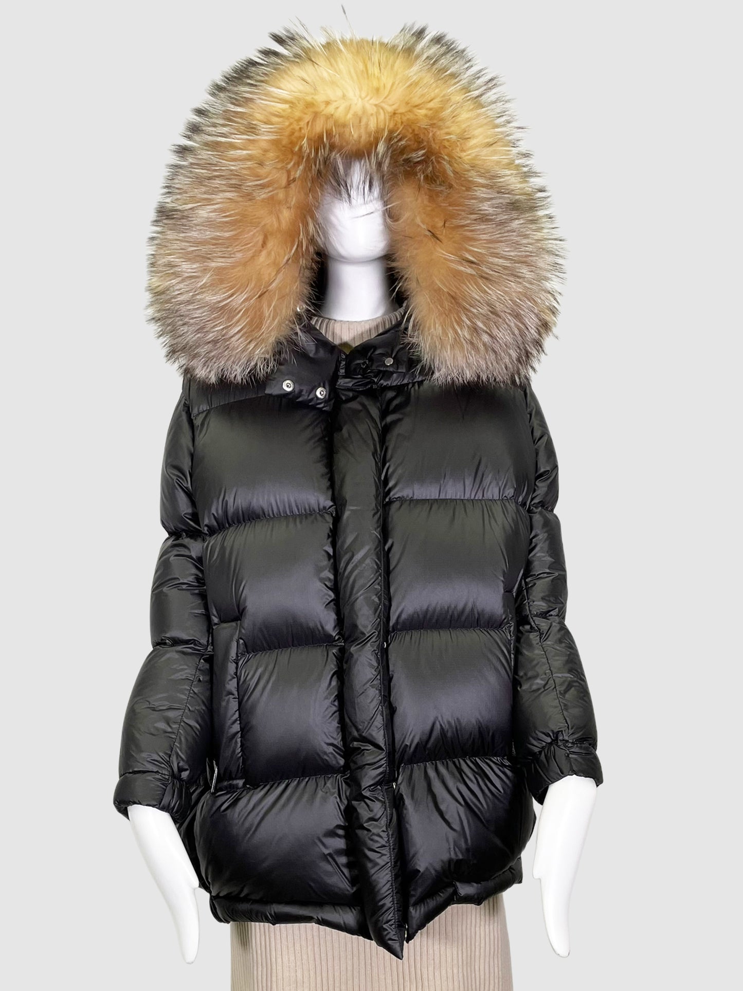 Prada Down Coat with Fur Trim - Size 36