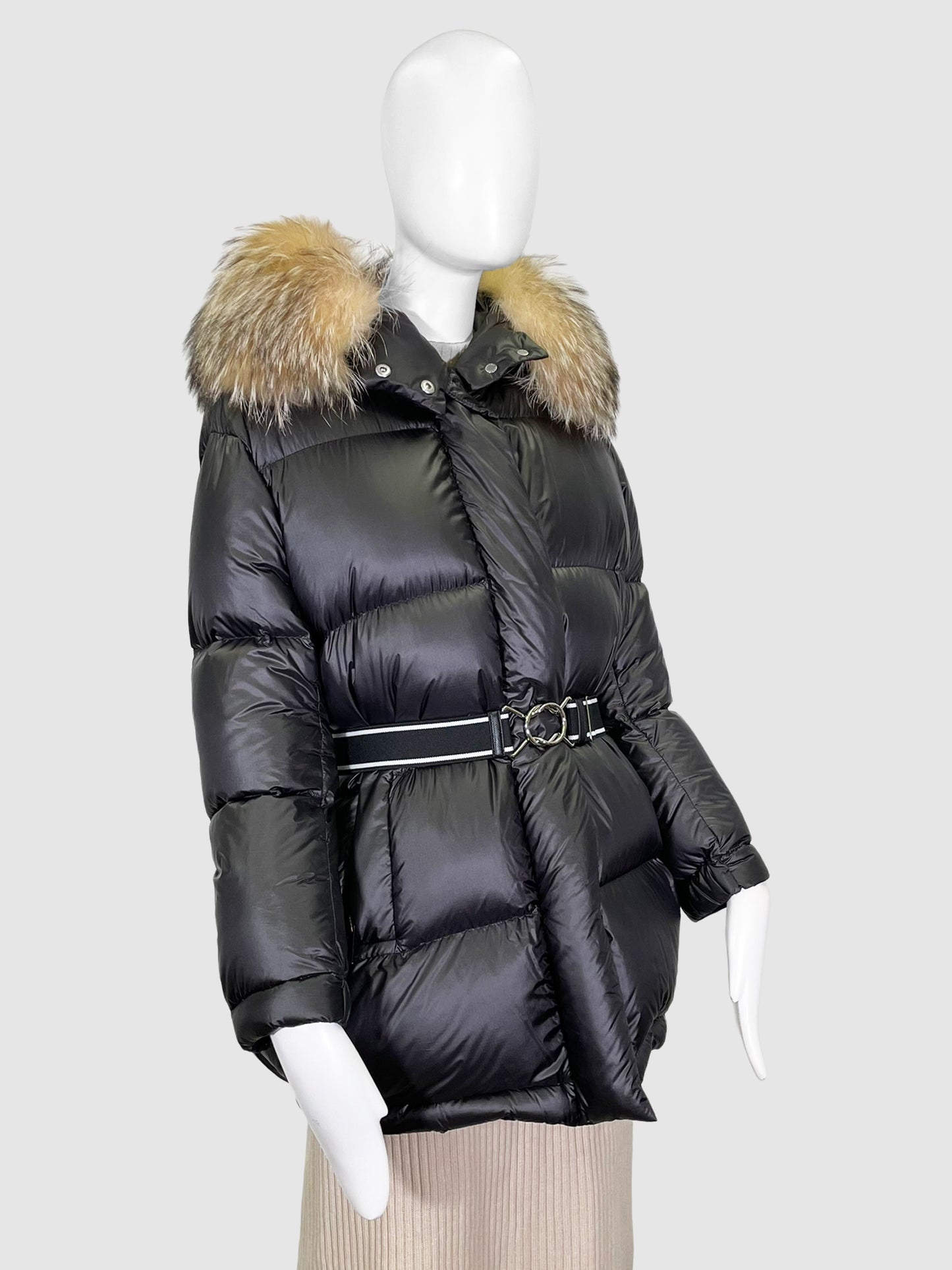 Prada Down Coat with Fur Trim - Size 36