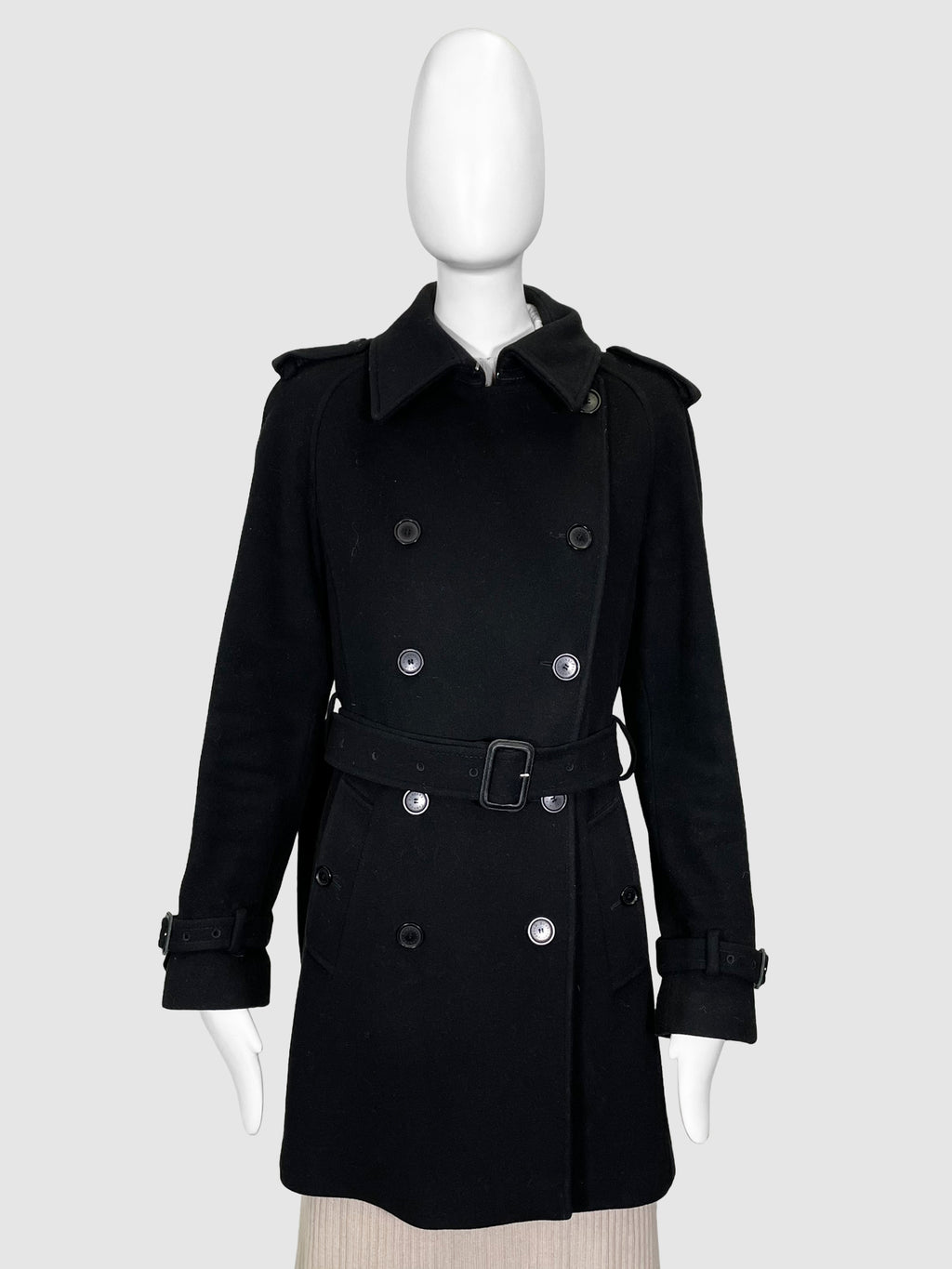 Double-Breasted Wool Coat - Size 10