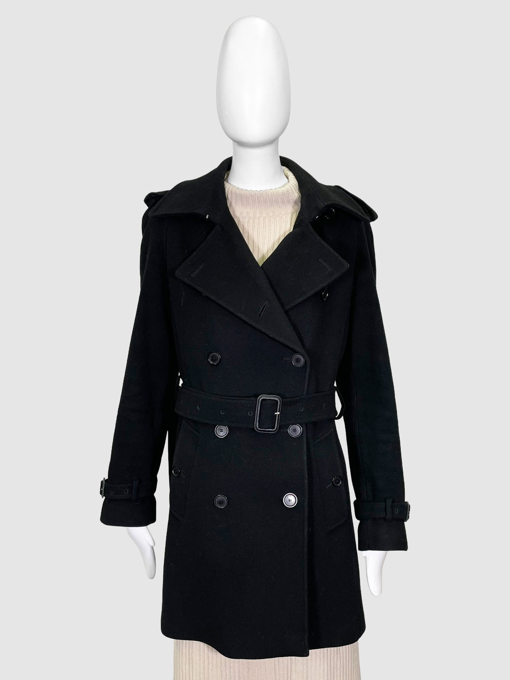 Double-Breasted Wool Coat - Size 10