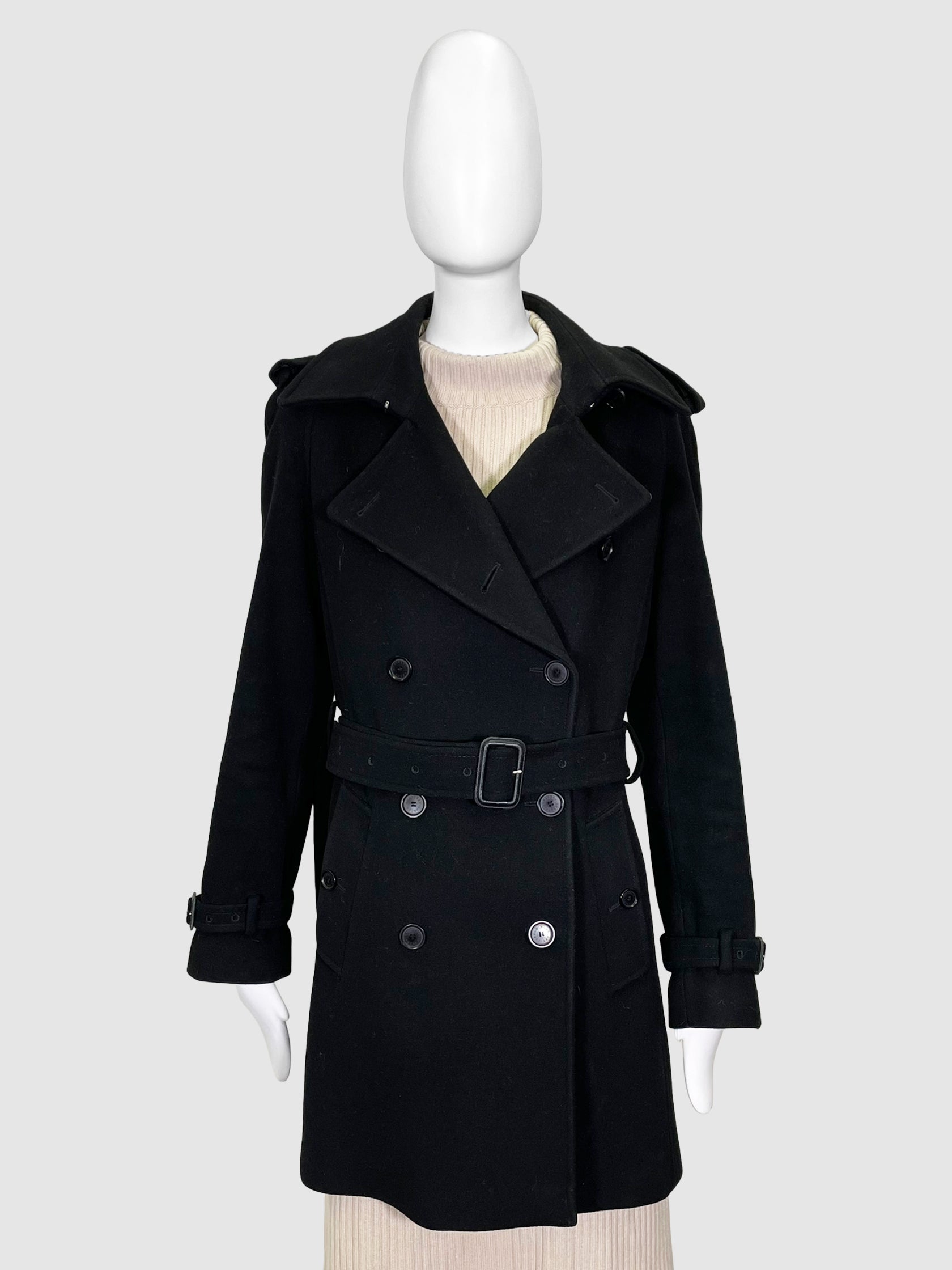 Double-Breasted Wool Coat - Size 10