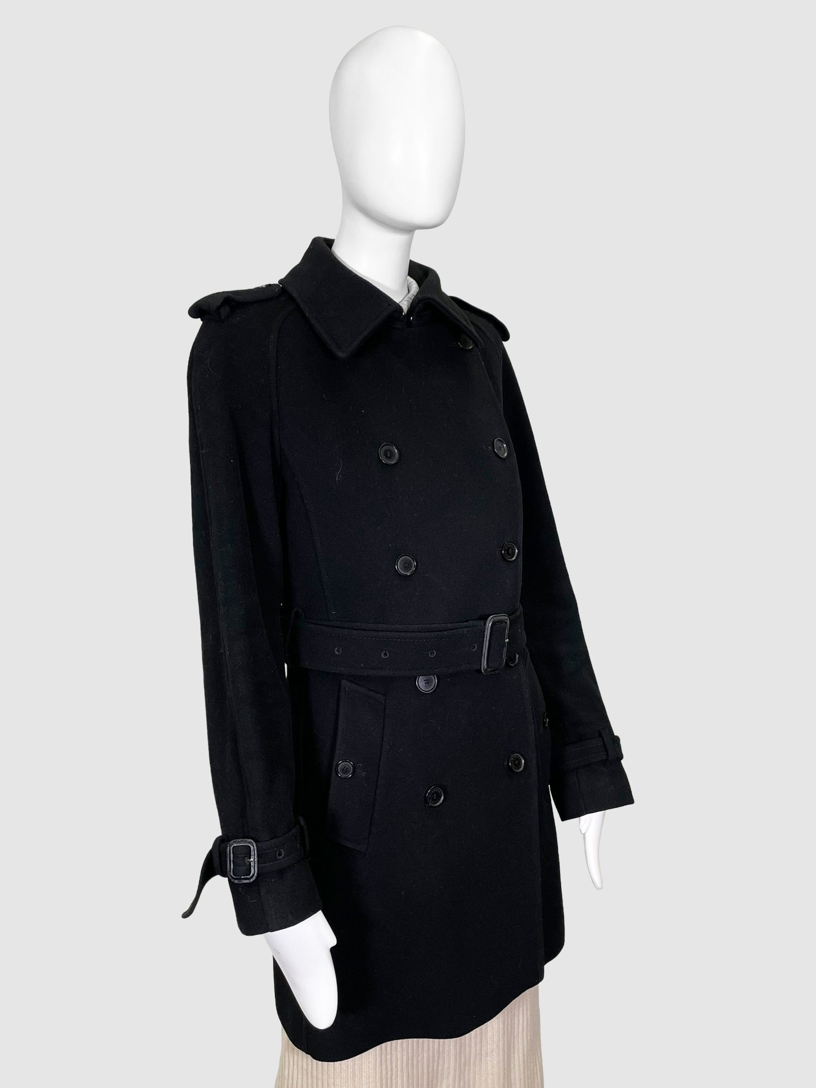 Double-Breasted Wool Coat - Size 10