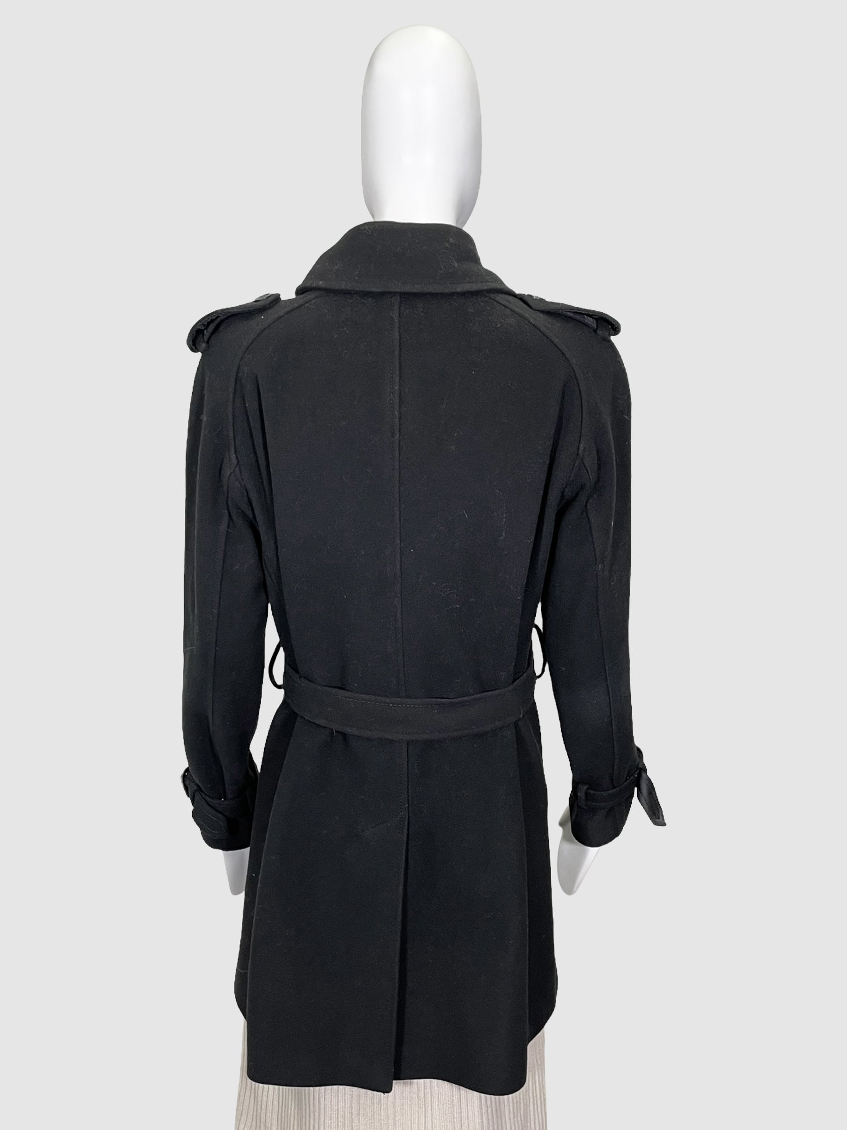 Double-Breasted Wool Coat - Size 10