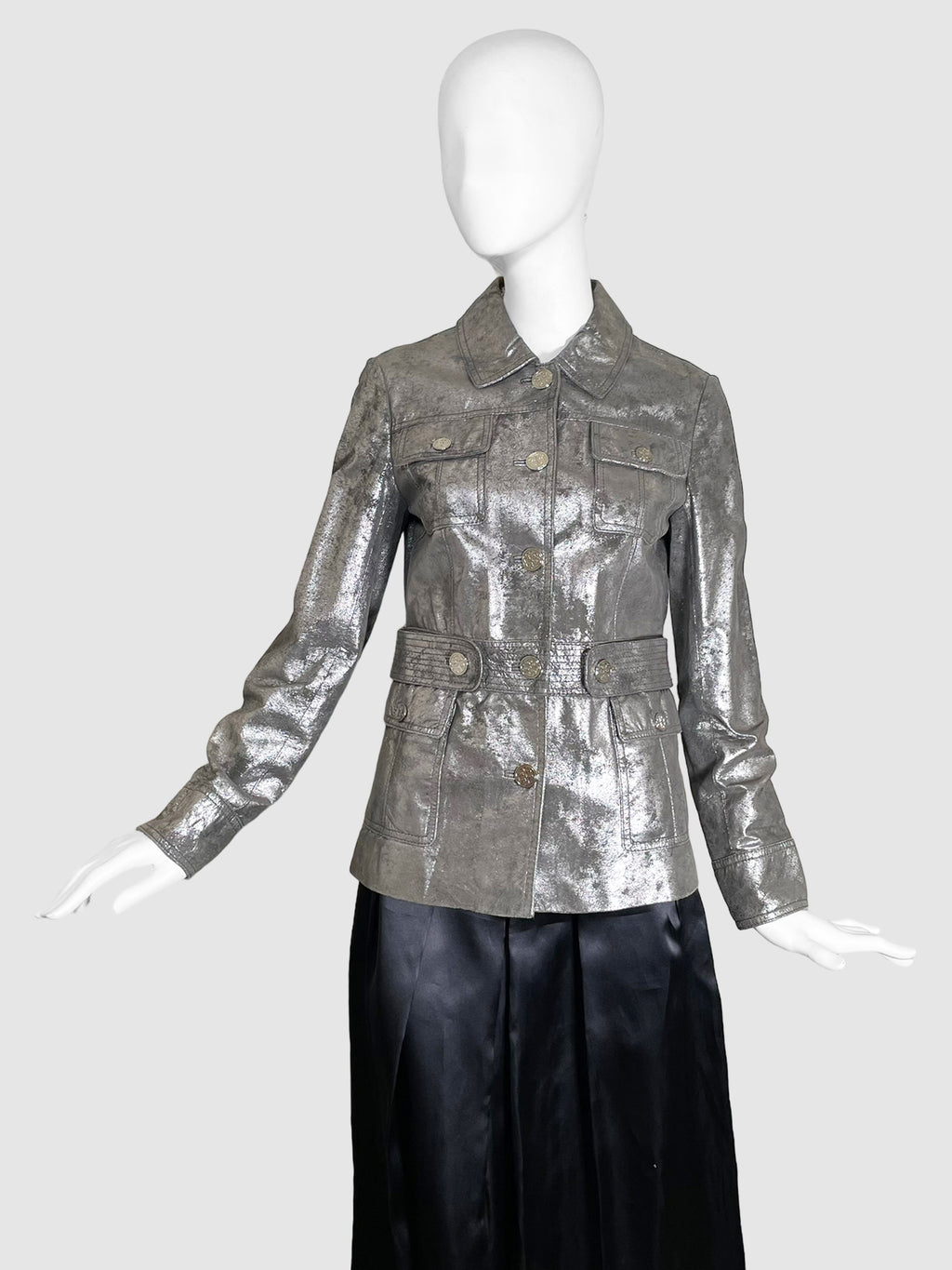 Metallic Leather Jacket - Size 6