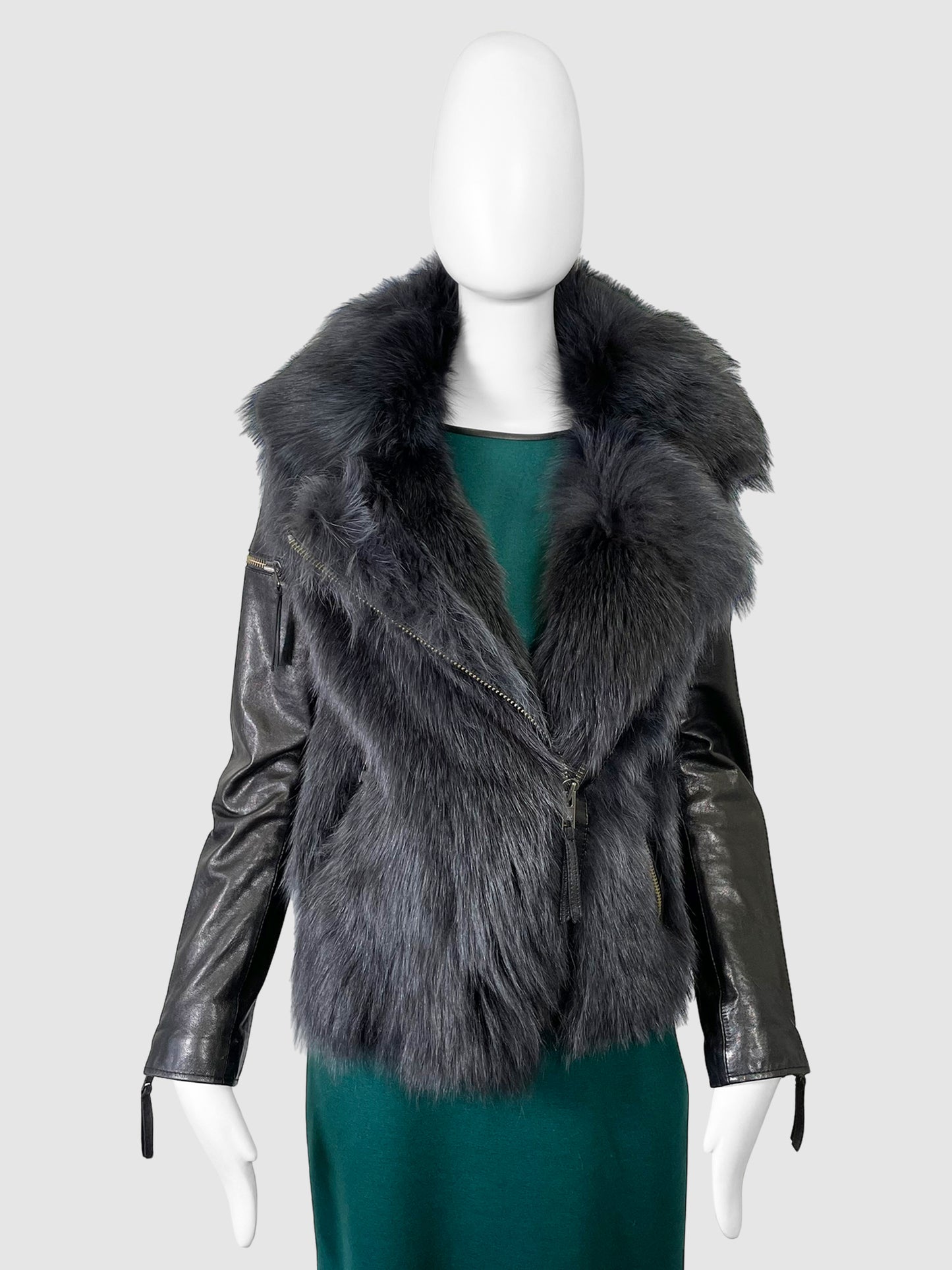 SAM. Leather Jacket with Fur - Size S/M