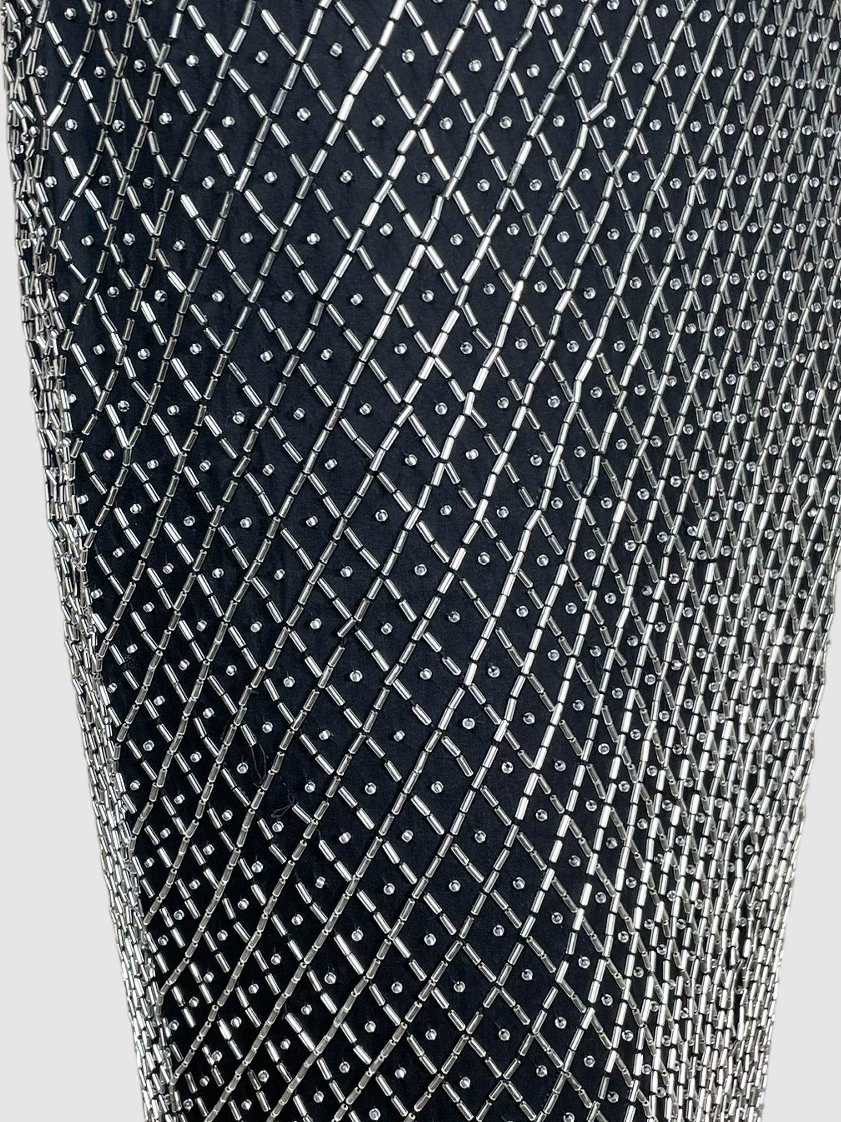 Beaded Maxi Long-Sleeve Dress - Size 8