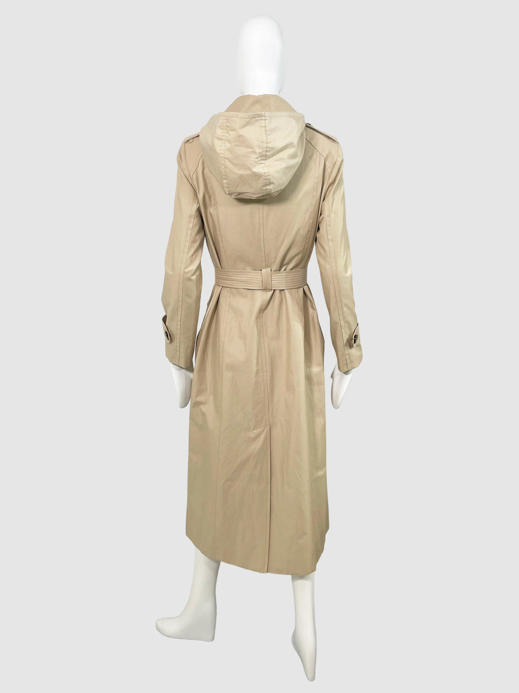 Single-Breasted Long Trench Coat - Size XS