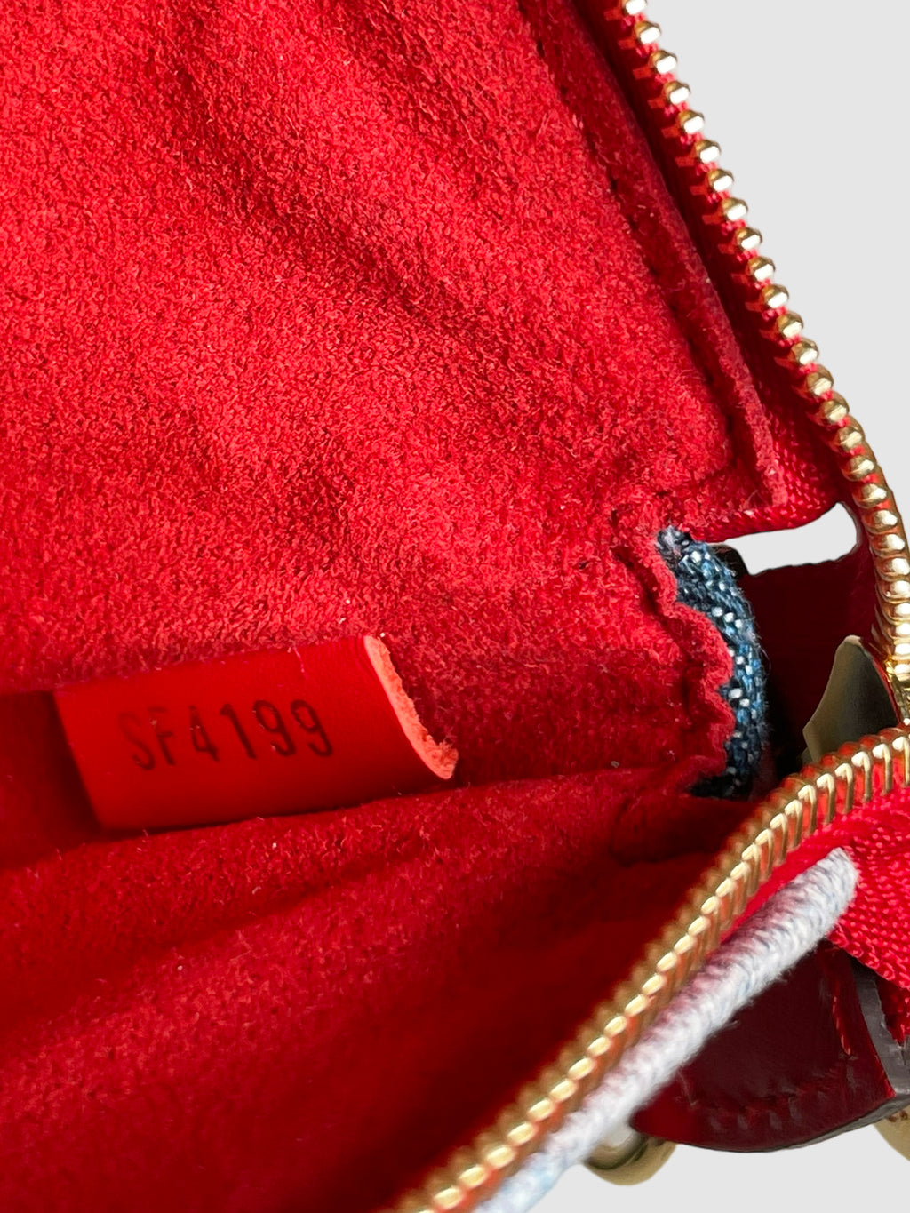 Monogram Denim Patchwork Keychain Micro Pochette