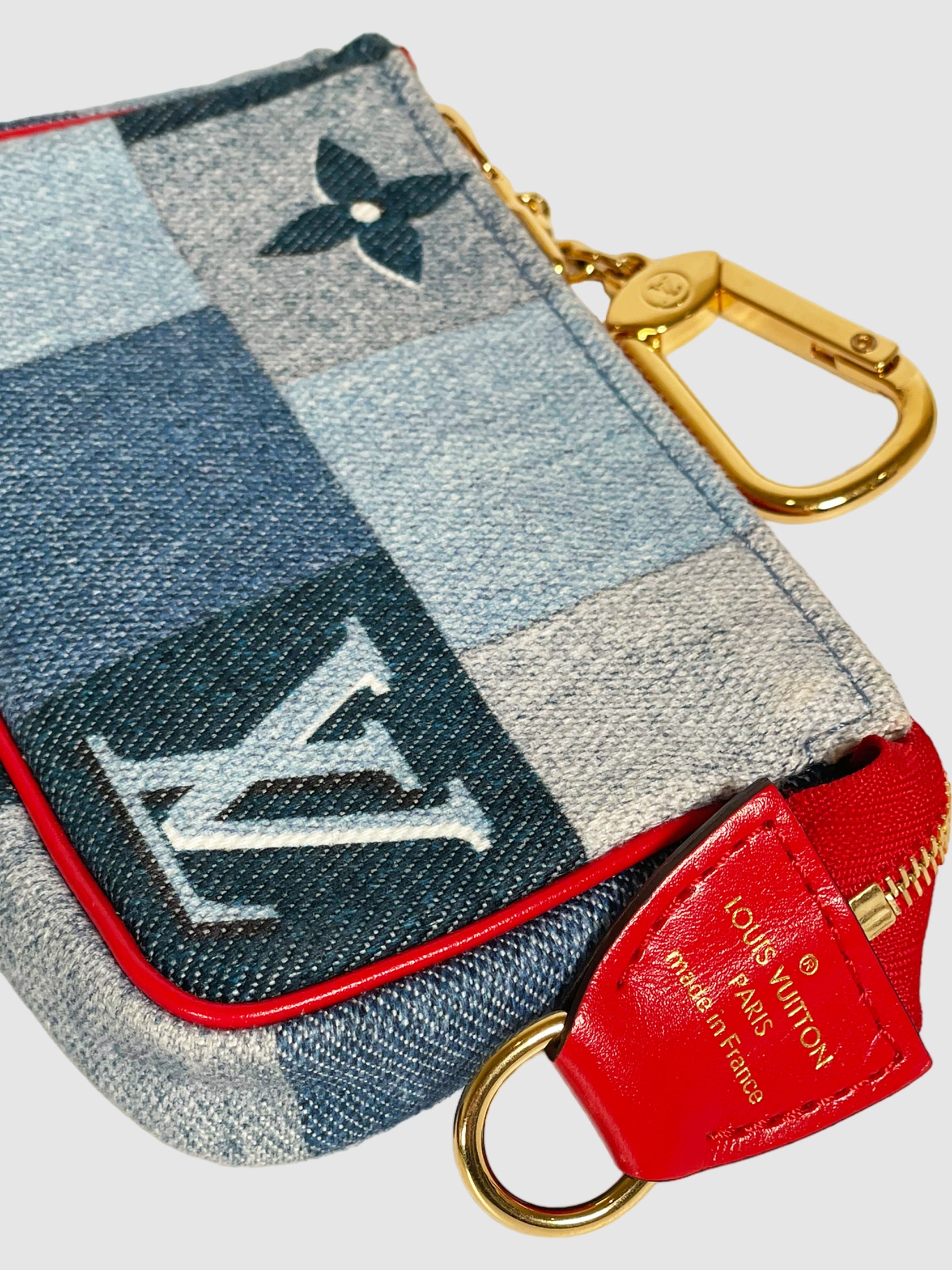 Monogram Denim Patchwork Keychain Micro Pochette