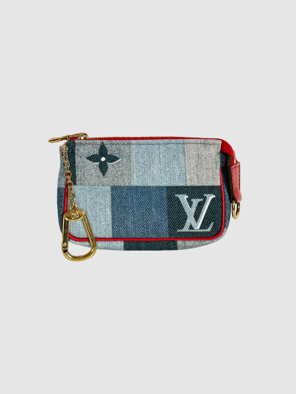 Monogram Denim Patchwork Keychain Micro Pochette