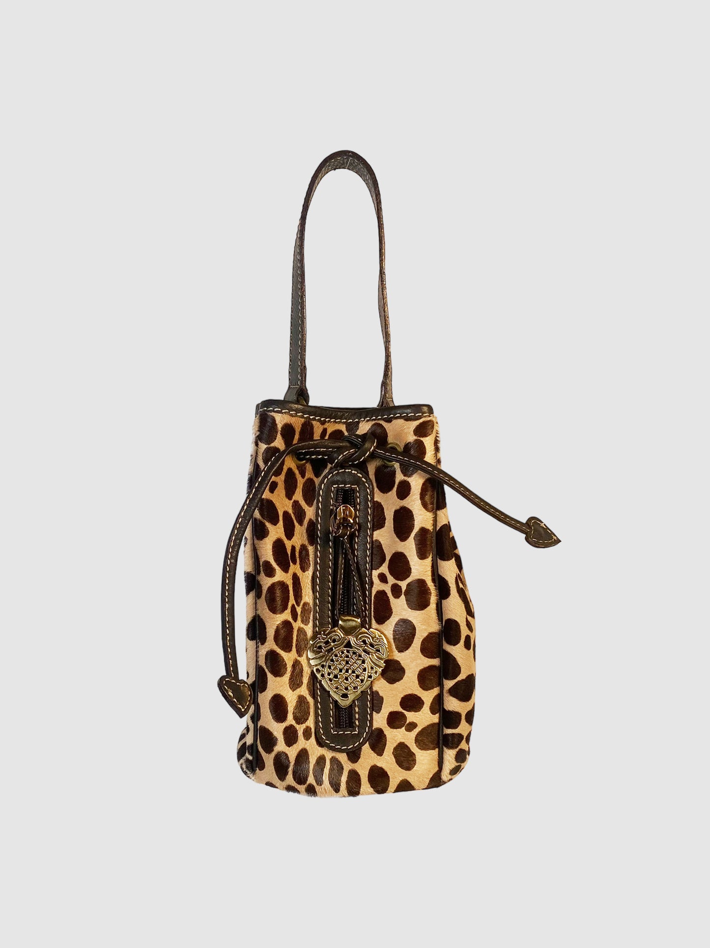 Moschino Ponyhair Leather-Trimmed Bucket Bag