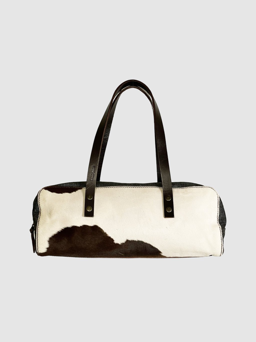 Calfskin & Denim Shoulder Bag