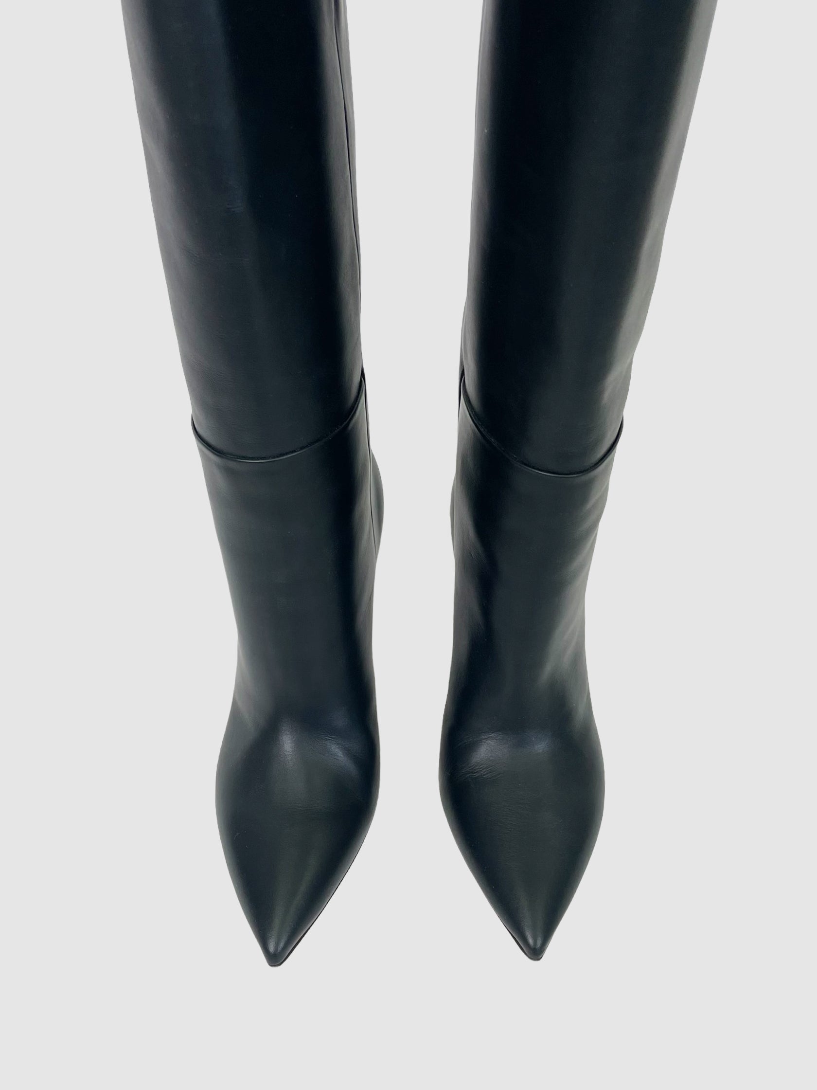 Tall Leather Stiletto Boots - Size 38.5
