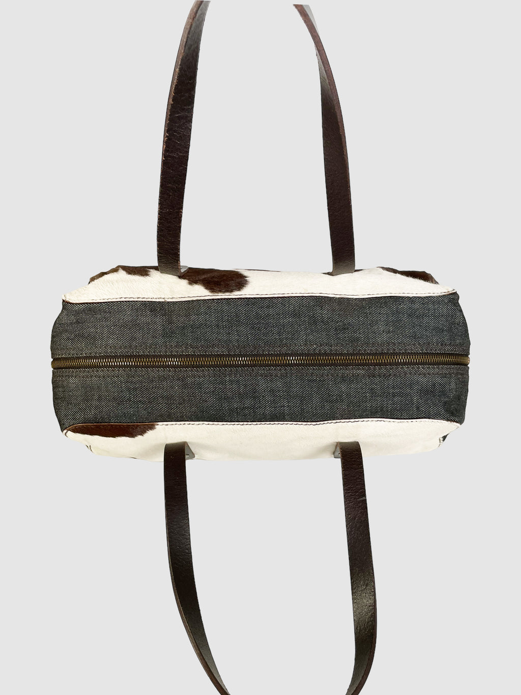Calfskin & Denim Shoulder Bag