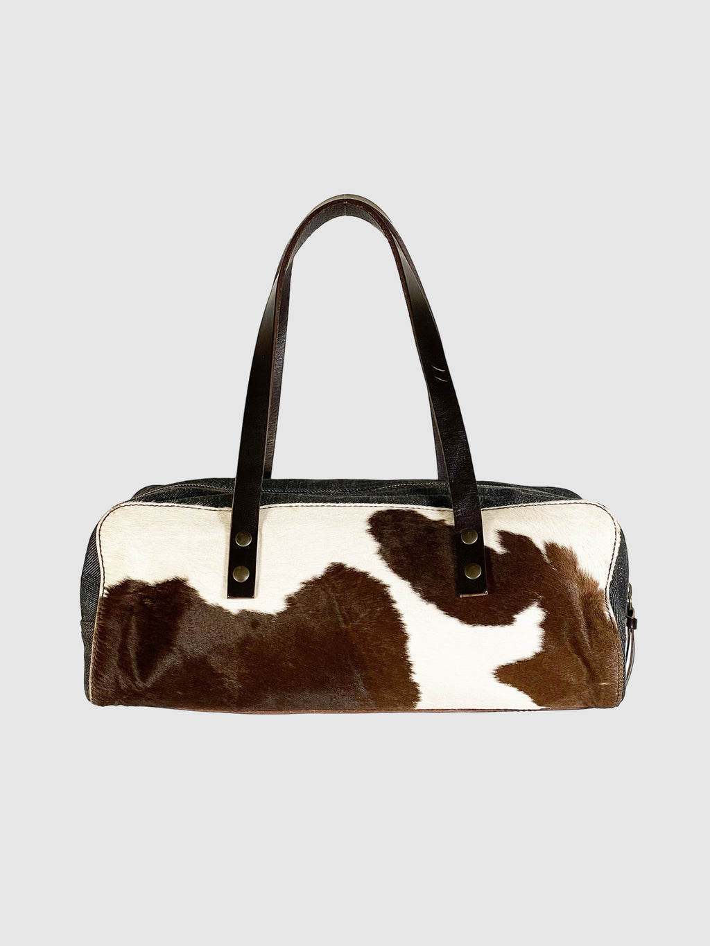 Calfskin & Denim Shoulder Bag