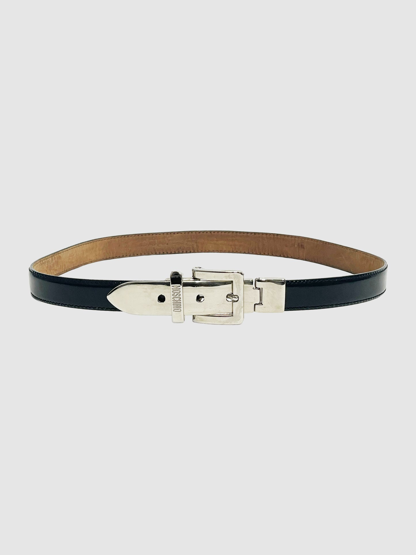 Moschino Narrow Belt with Silver-Tone Buckle
