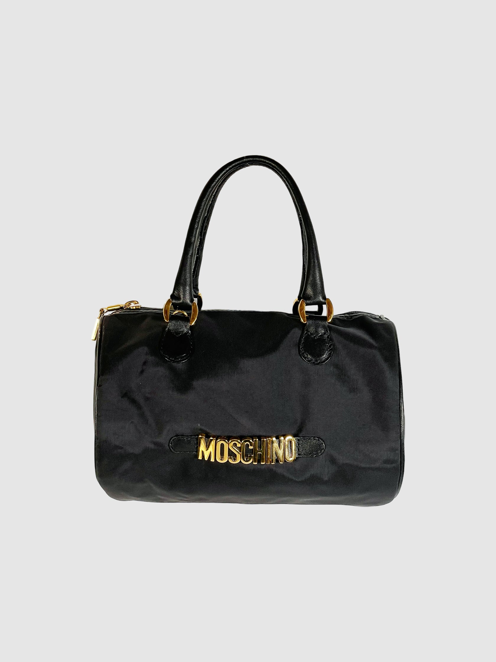 Moschino Leather-Trimmed Nylon Handle Bag