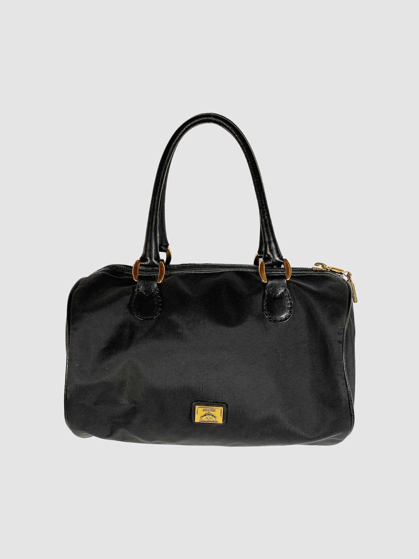 Moschino Leather-Trimmed Nylon Handle Bag