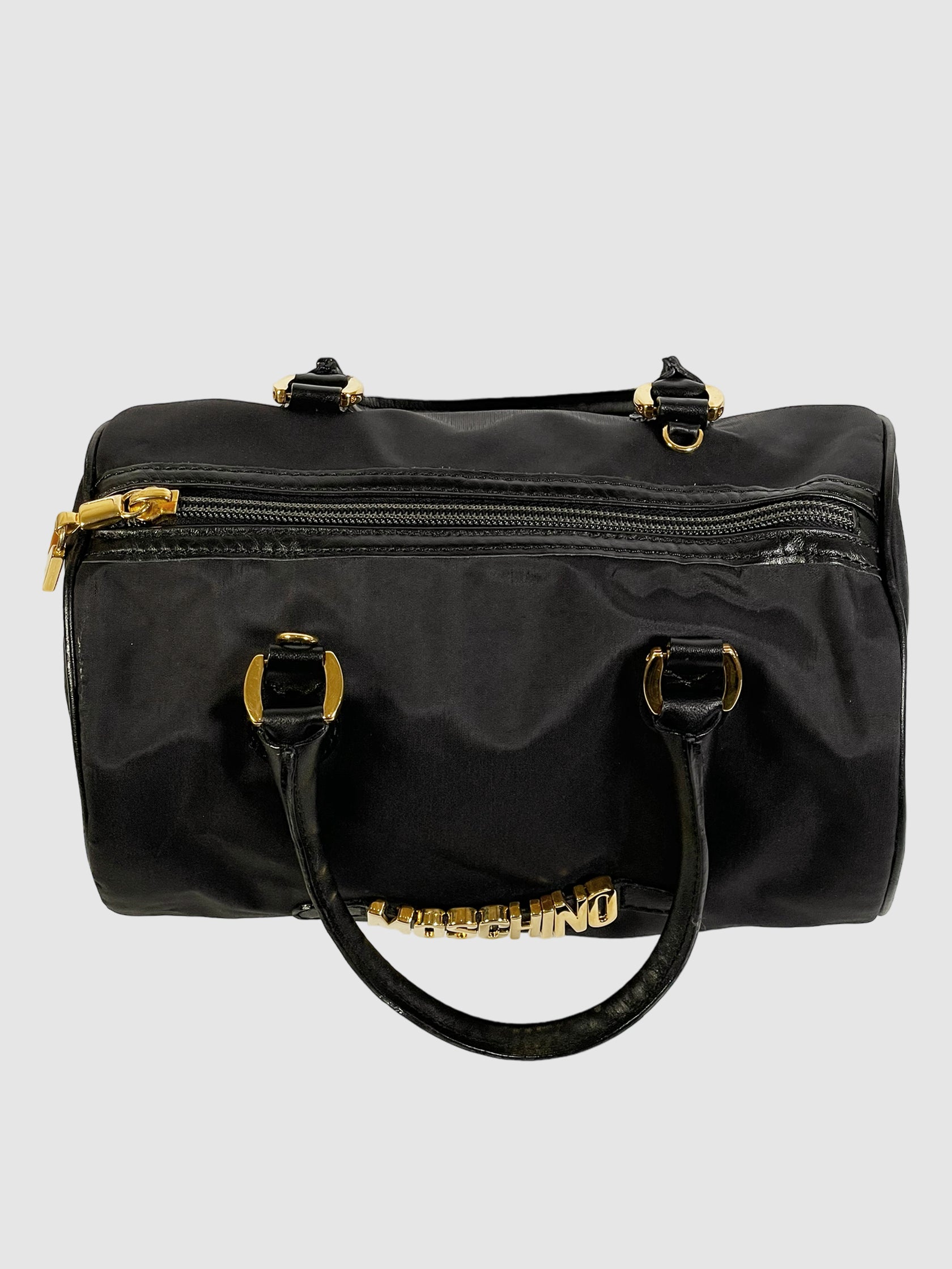 Moschino Leather-Trimmed Nylon Handle Bag