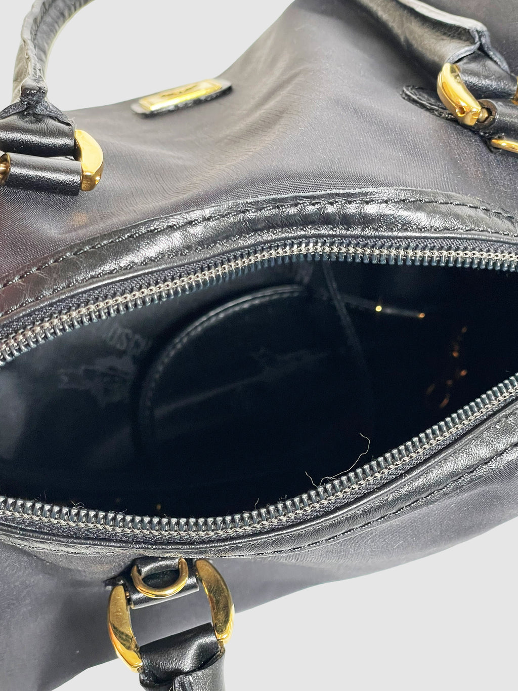 Moschino Leather-Trimmed Nylon Handle Bag