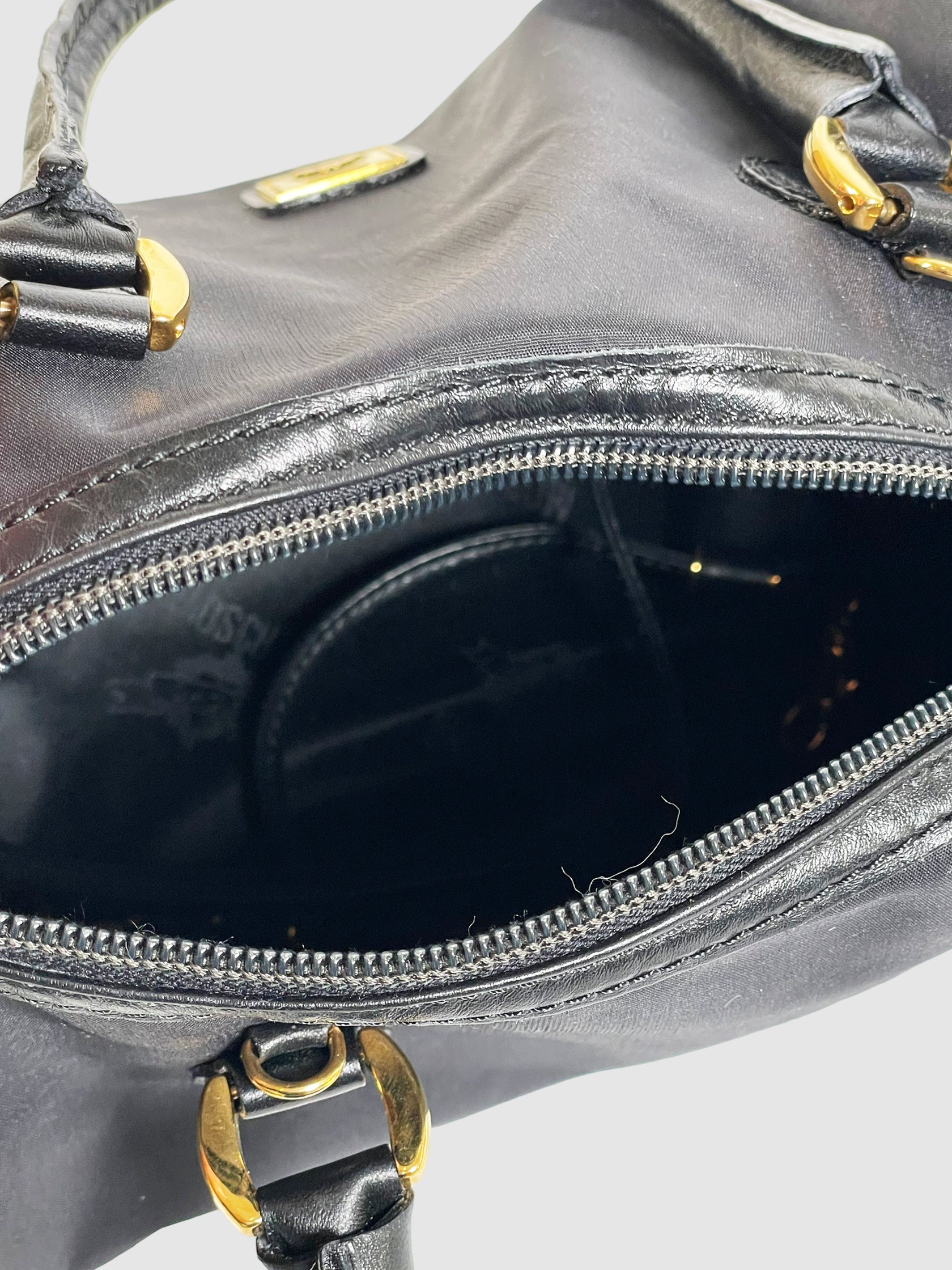 Moschino Leather-Trimmed Nylon Handle Bag