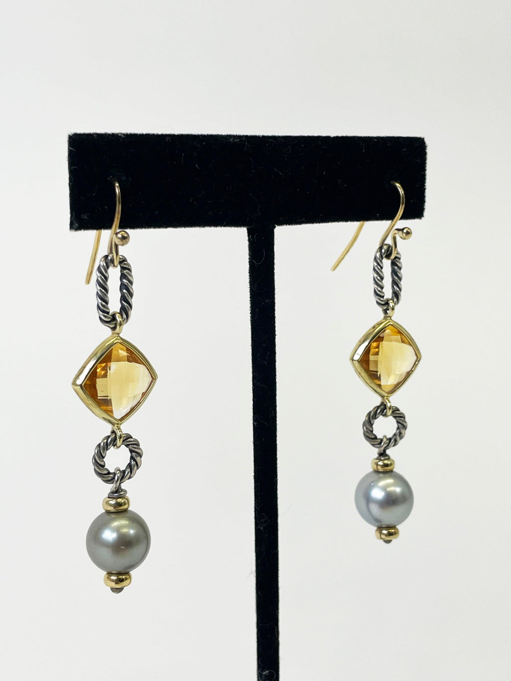 David Yurman Citrine & Tahitian Pearl Earrings - Second Nature Boutique