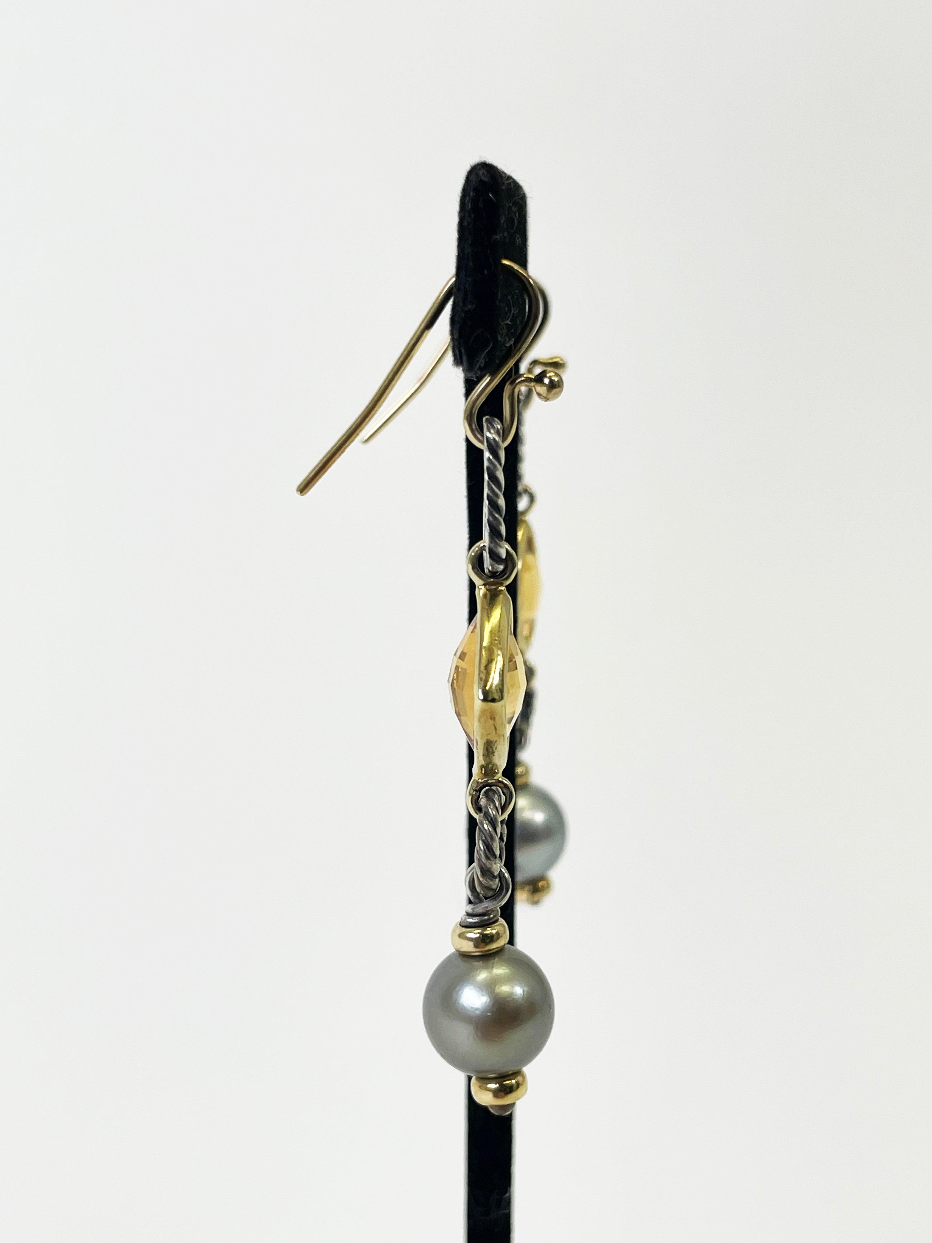 David Yurman Citrine & Tahitian Pearl Earrings - Second Nature Boutique