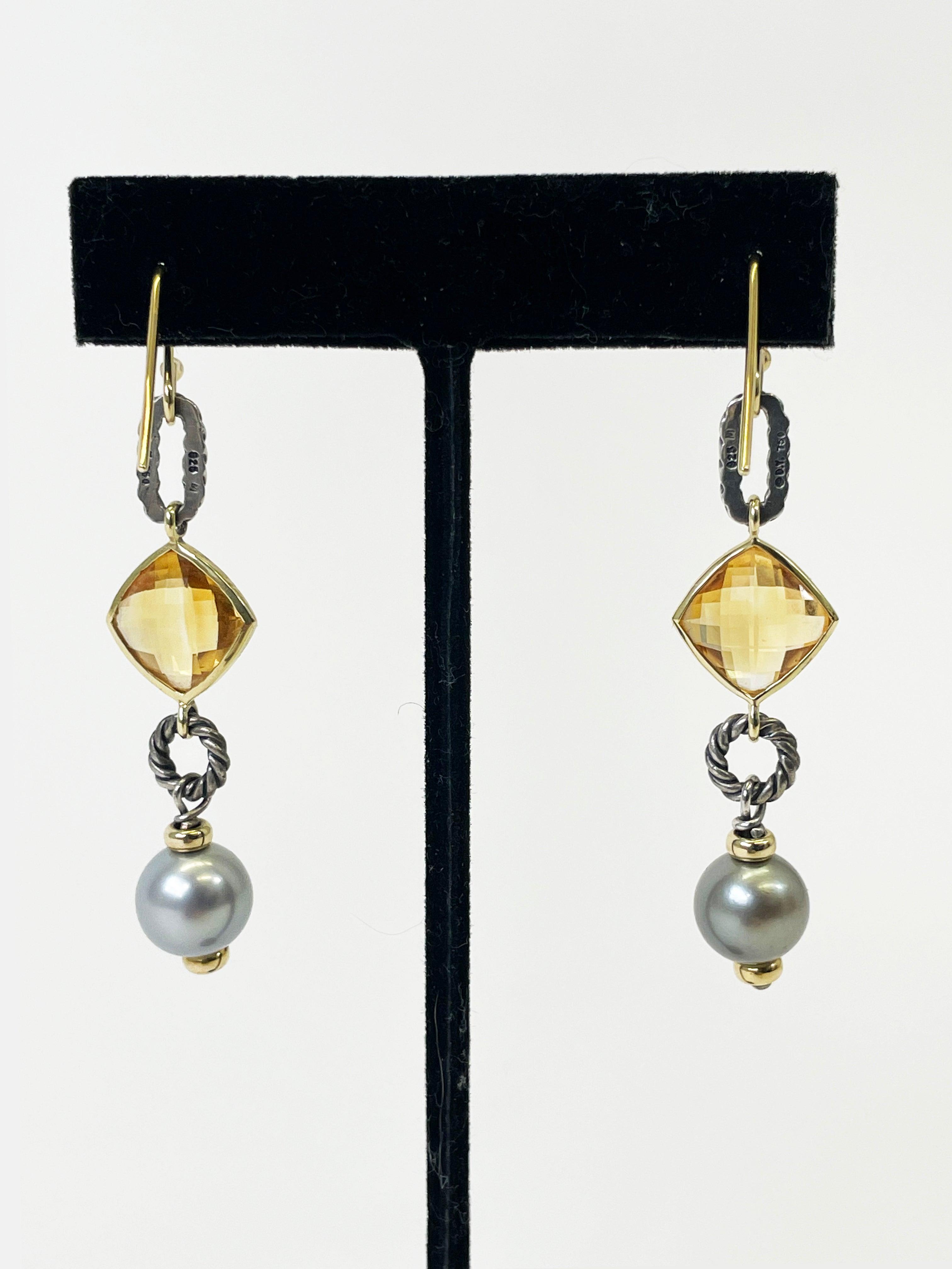 David Yurman Citrine & Tahitian Pearl Earrings - Second Nature Boutique