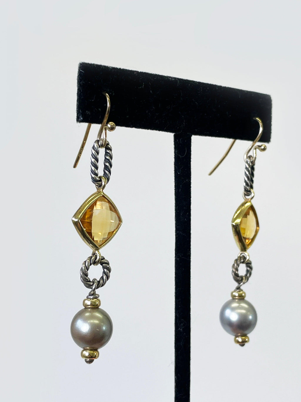 David Yurman Citrine & Tahitian Pearl Earrings - Second Nature Boutique