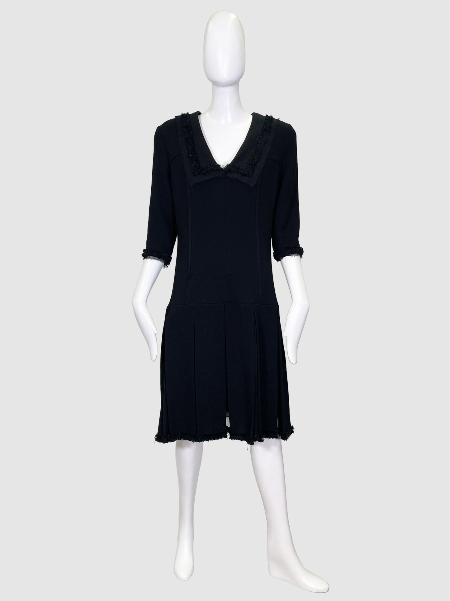 Collared Wool Midi Dress - Size 14